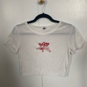 zaful white and red crop top